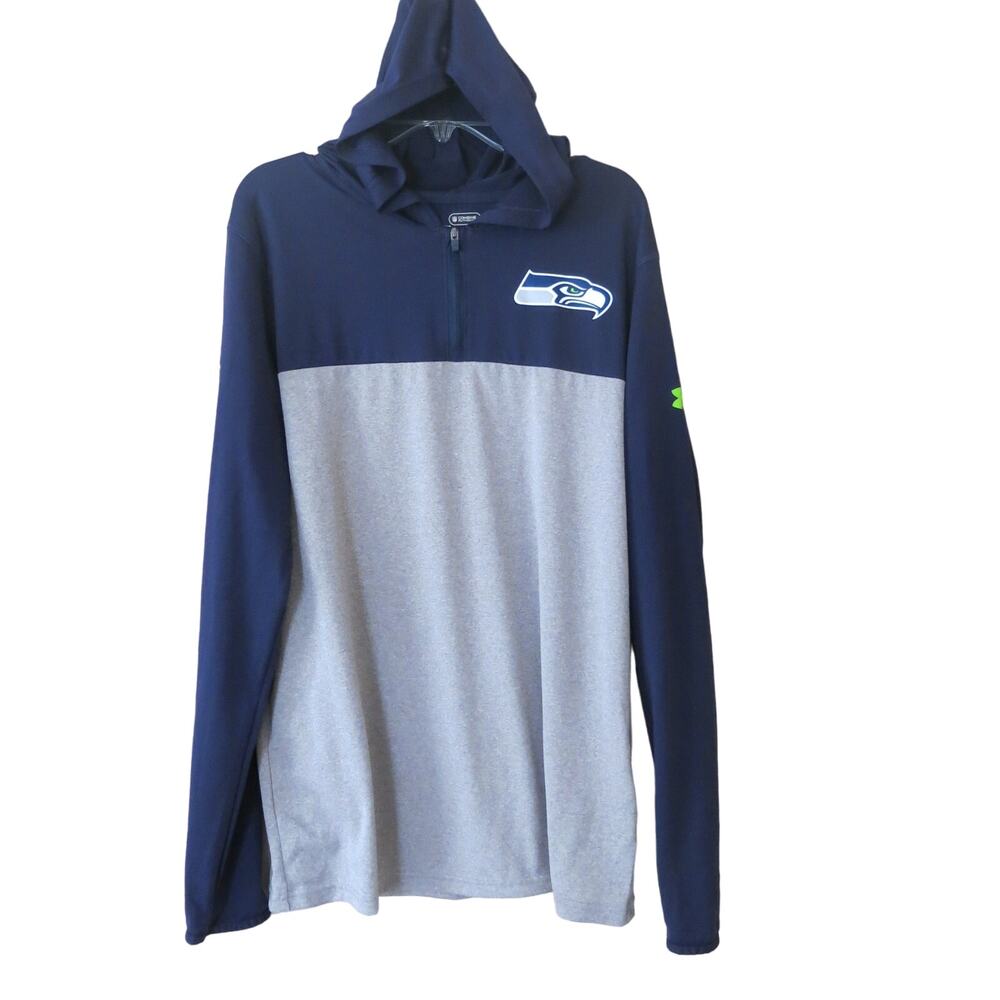 NFL COMBINE AUTHENTIC Seattle Seahawks Hoodie Youth XL 1/4 Zip Blue Football